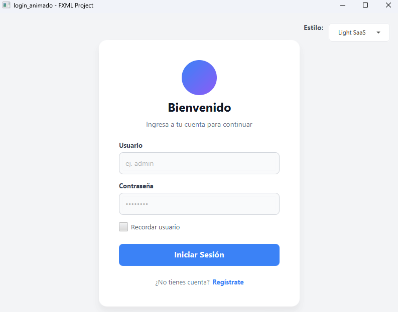 Sistema de Login Multi-Tema Animado en JavaFX