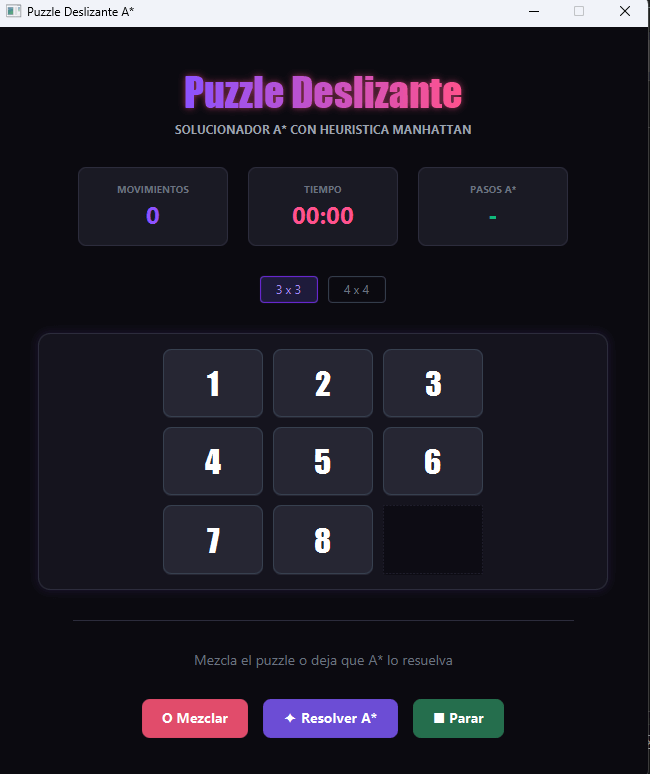 Puzzle Deslizante resuelto con Algoritmo A* en JavaFX